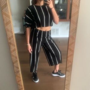 ZARA two piece, black and white striped jersey set